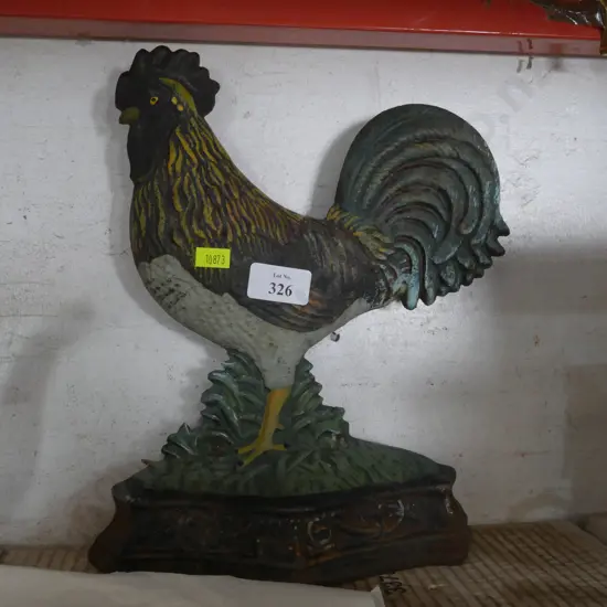 Cast rooster door stop