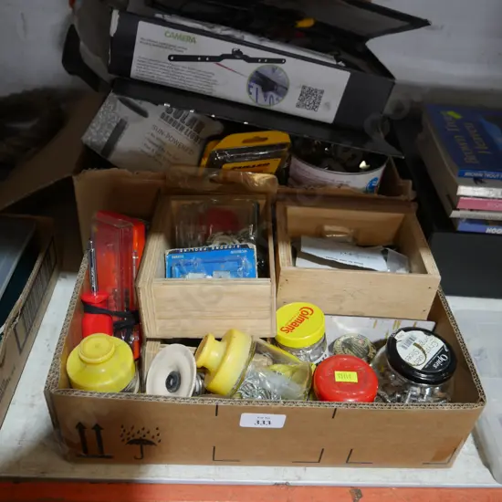 Two boxes of assorted screws etc