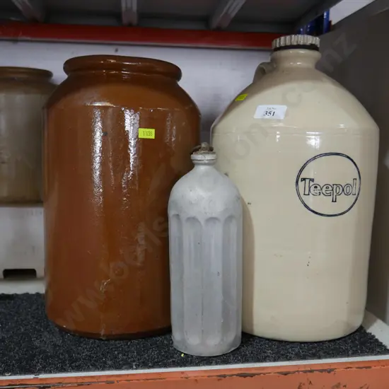 Stone bottle and jar etc