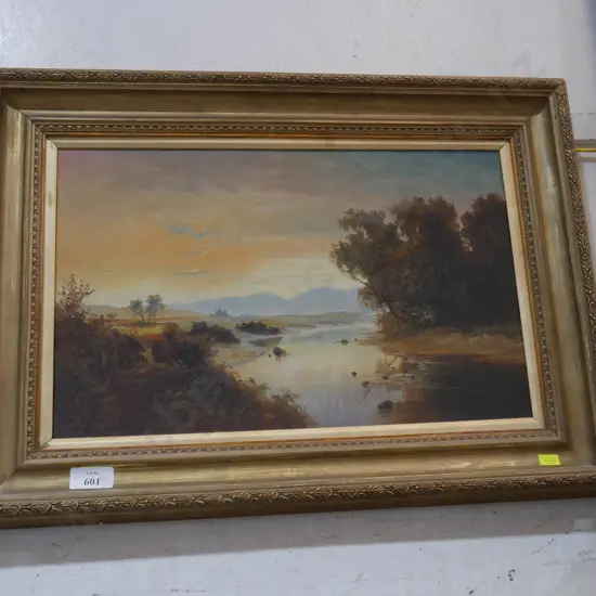 Framed landscape oil painting