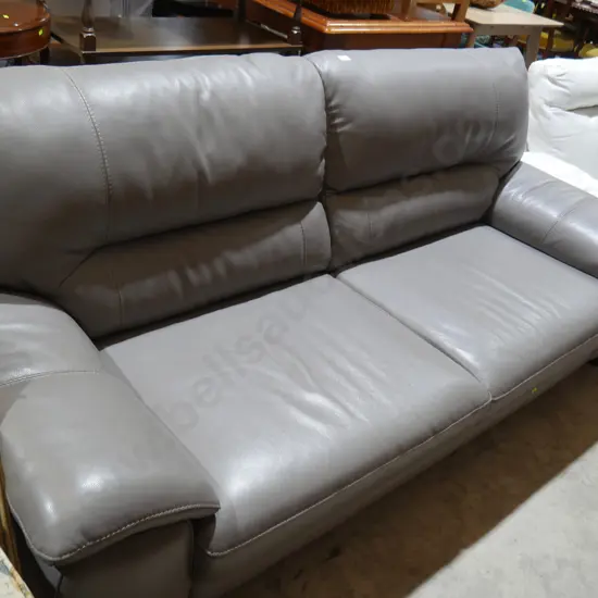 Grey leather settee