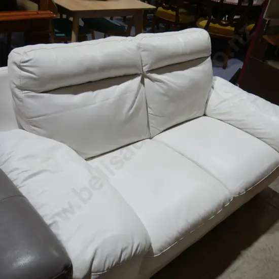 White leather 2 seater settee