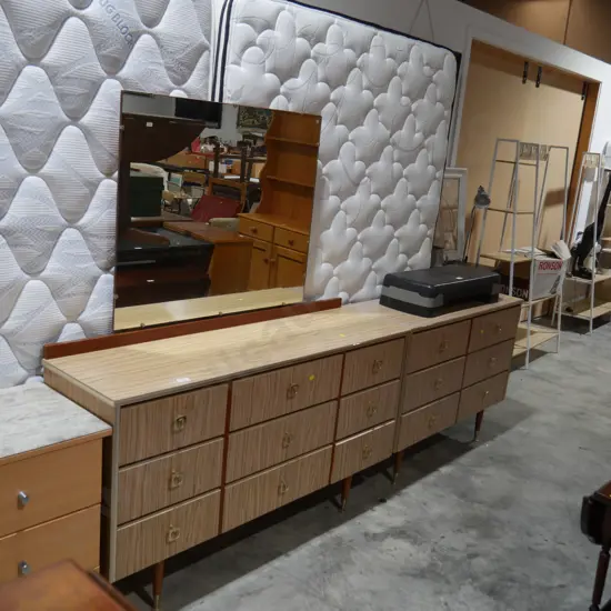 Formica dressing table and chest of drawers