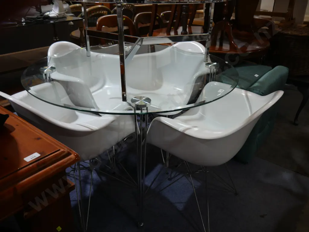 Glass top dining table and four chairs Image 1++
