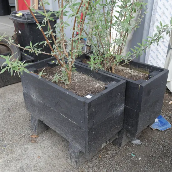 2 garden planter boxes & plants