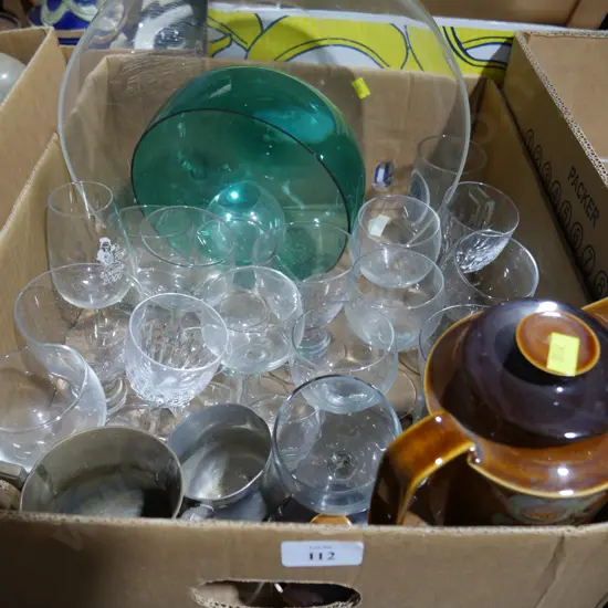 Stemmed glasses, bowl etc