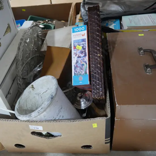 Wooden box, trays etc