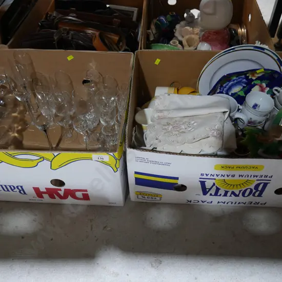 2 boxes glassware, china etc