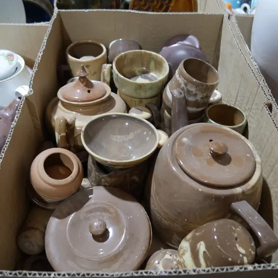 TeRona pottery teapots , cups , salt pepper shakers