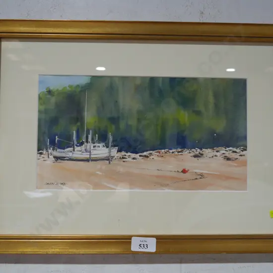 Watercolour Devon Huston  beachscene