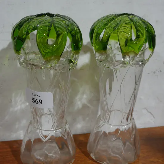 Pair glass vases
