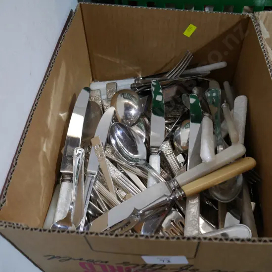 Box of assorted cutlery