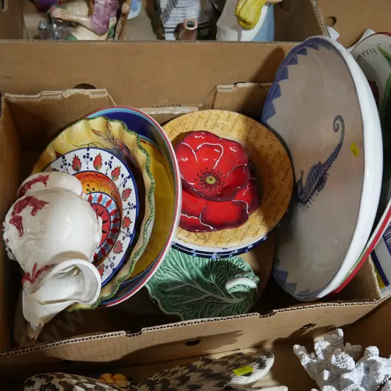 Pottery plates, vase etc