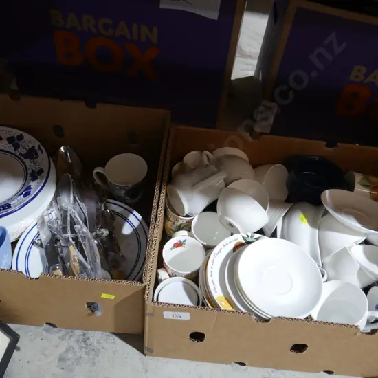 2 boxes of crockery etc