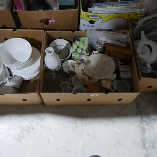 3 boxes crockery etc