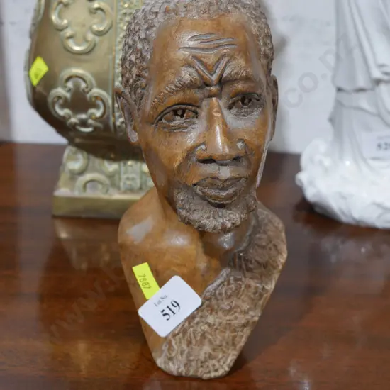 Carved wooden bust