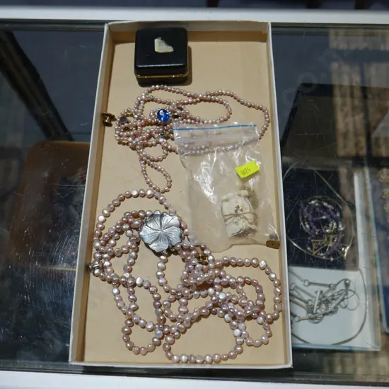 Freshwater pearls, owl necklace etc