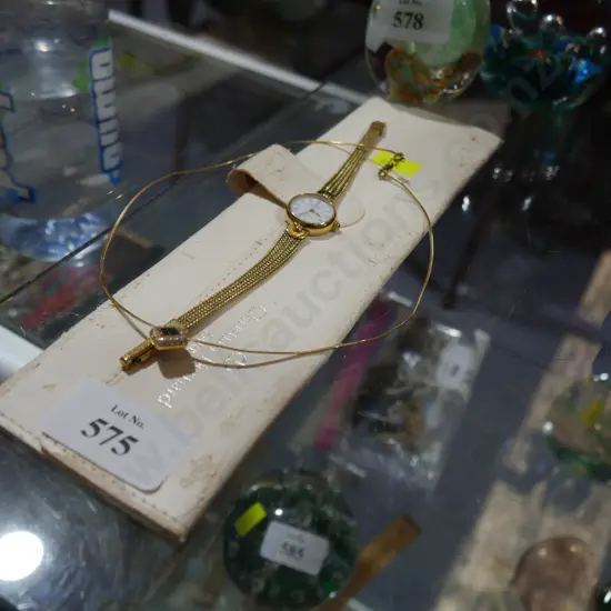 Gold watch, necklace