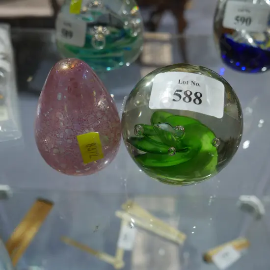 2 x glass paperweights