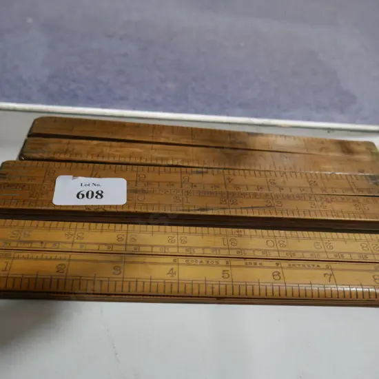 3 x vintage 3 foot rulers