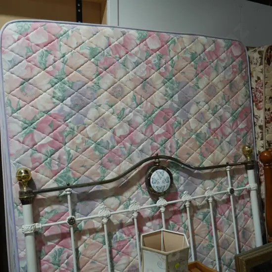 Queen bed, wrought iron end