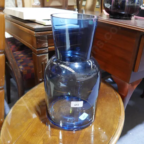 Large blue glass vase