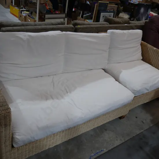 Cane settee and chair