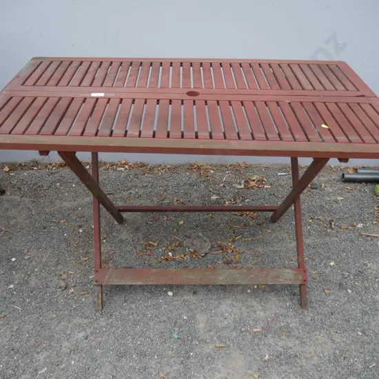 Outdoor wooden folding table