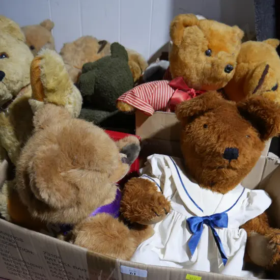 3 boxes of teddy bears