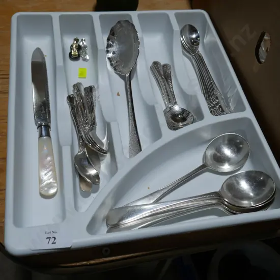 Cutlery, costume jewellery earrings