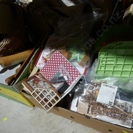 2 boxes of books, kitchenware, toys etc