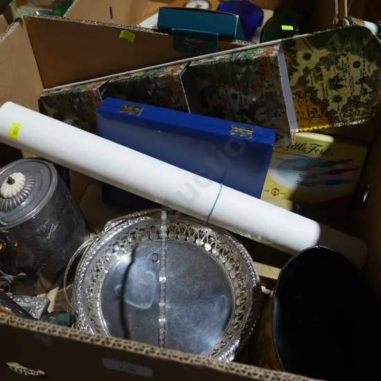 Letter rack, plates ware etc