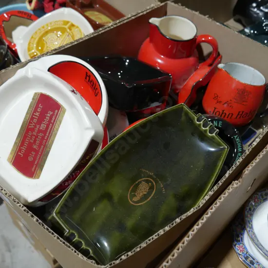 Whisky advertising ashtrays and jugs