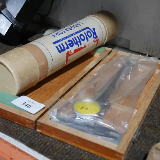 Dial caliper and lab thermometer