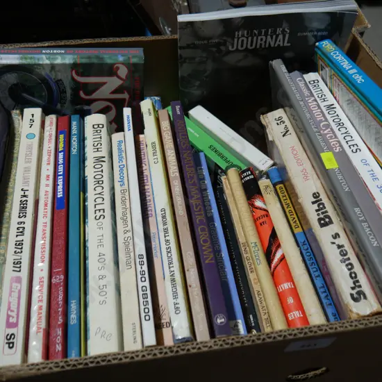 Box of motorcycle and other books