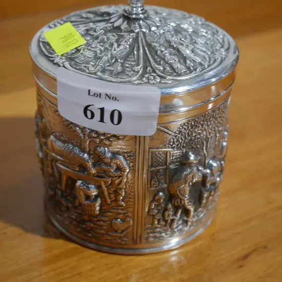Decorated metal cover pot
