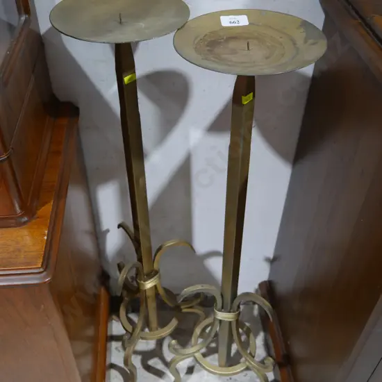 2 brass candle stands
