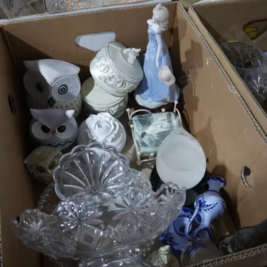 Owls, glassware, figurine