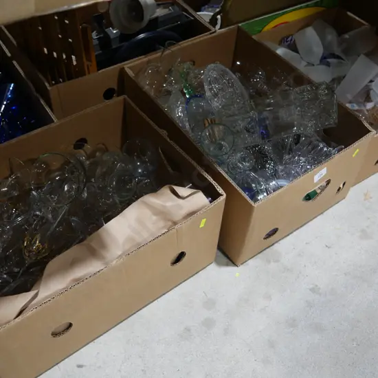 3 boxes wine glasses etc