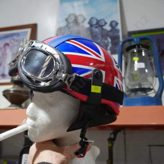 Motorbike helmet and goggles