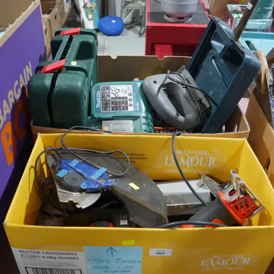 2 boxes of power tools