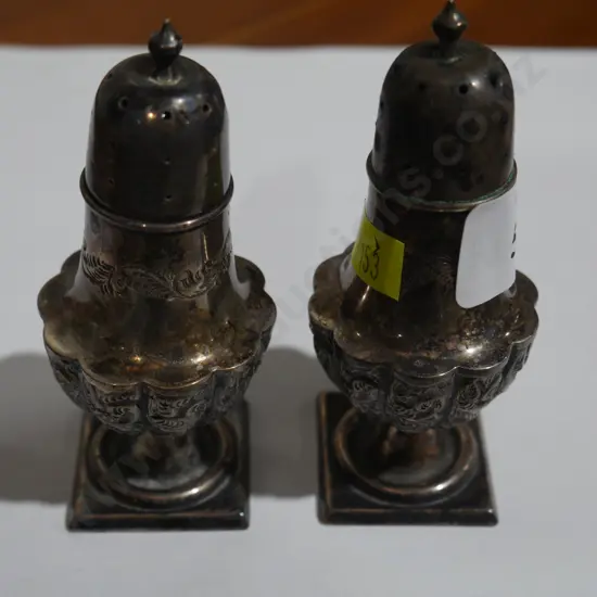 Pair silver condiments