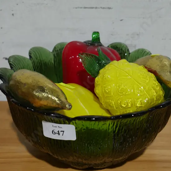 Glass fruit and bowl