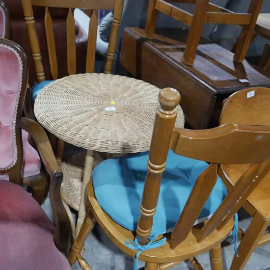 Cane table and 2 chairs