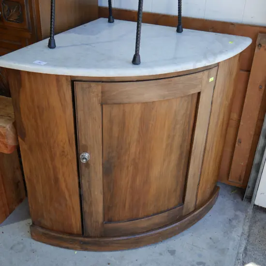 Marble top corner cupboard