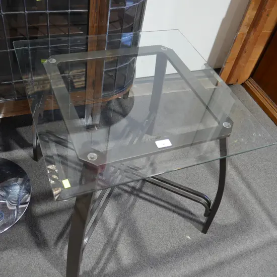 Glass top metal base occasional table