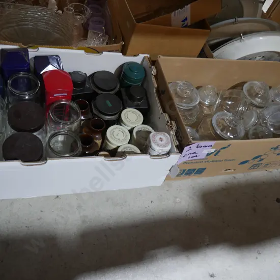 Two boxes of jars