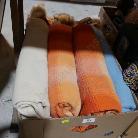 Box of woollen blankets
