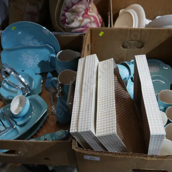 Two boxes of blue China