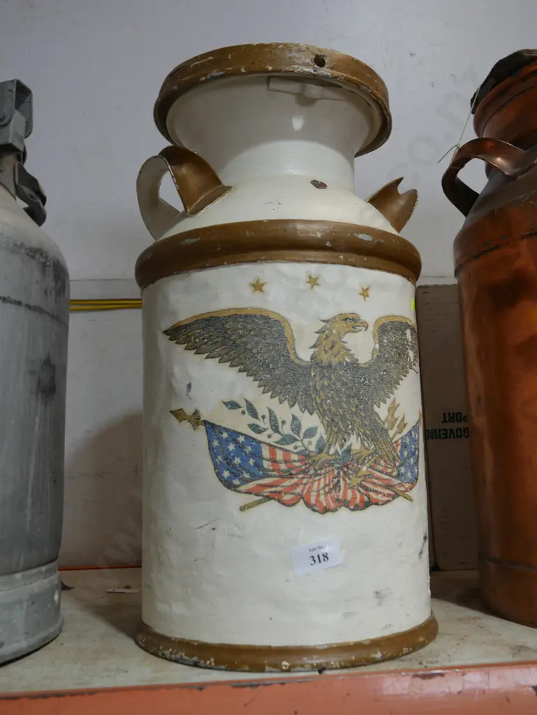 Vintage painted milk can Image 1++